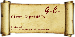 Girst Ciprián névjegykártya
